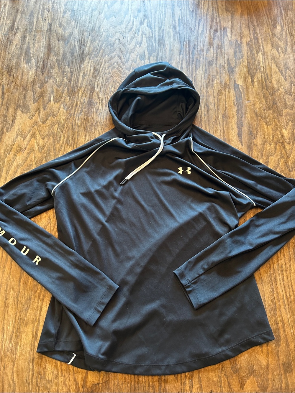 Under Armour Black Hooded Performance Pullover with White Details